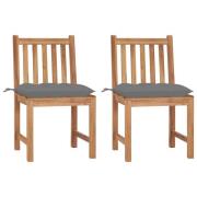 vidaXL Trädgårdsstolar 2 st med dynor massiv teak
