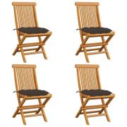 vidaXL Trädgårdsstolar med taupe dynor 4 st massiv teak