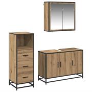 vidaXL Badrumsmöbelset med låda 3 pcs artisan ek 90 x 33 x 60 cm