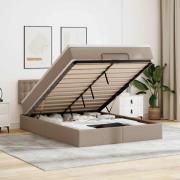 vidaXL Ottoman sängram med madrass cappuccino 140x190 cm konstläder