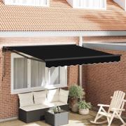 vidaXL Utfällbar markis Svart 300x250 cm tyg