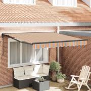 vidaXL Utfällbar markis Flerfärgad rand 350x250 cm tyg