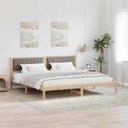 vidaXL Sängram med huvudgavel Taupe 200 x 200 cm Massiv furu