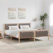 vidaXL Sängram med huvudgavel Taupe 160 x 200 cm Massiv furu