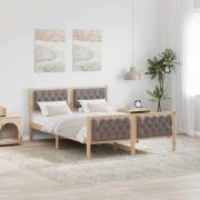 vidaXL Sängram med huvudgavel Taupe 140 x 200 cm Massiv furu