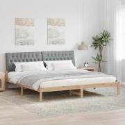 vidaXL Sängram med Klädd Huvudgavel Brun 200 x 200 cm Massiv furu
