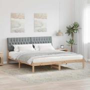 vidaXL Sängram med Klädd Huvudgavel Brun 180 x 200 cm Massiv furu