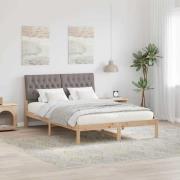 vidaXL Sängram med Klädd Huvudgavel Brun 160 x 200 cm Massiv furu