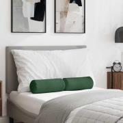 vidaXL Bolsterkuddar 2 pcs Mörkgrön Ø 15 x 40 cm Kordread tyg