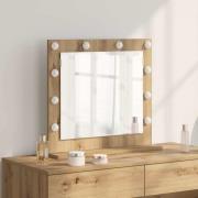 vidaXL Smink Spegel med LED -remsljus Grå Sonoma 60 x 55 x 18 cm