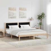 vidaXL Sängram med huvudgavel Svart 160 x 200 cm Massiv furu