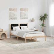 vidaXL Sängram med huvudgavel Svart 120 x 200 cm Massiv furu