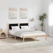 vidaXL Sängram med huvudgavel Svart 140 x 190 cm Massiv furu