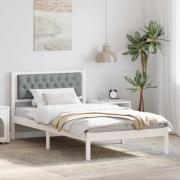 vidaXL Sängram med huvudgavel Ljusgrå 100 x 200 cm Massiv furu