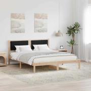 vidaXL Sängram med Klädd Huvudgavel Svart 150 x 200 cm Massiv furu