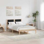 vidaXL Sängram med Klädd Huvudgavel Svart 120 x 200 cm Massiv furu