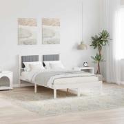 vidaXL Sängram med Klädd Huvudgavel Ljusgrå 120 x 200 cm Massiv furu