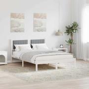 vidaXL Sängram med Klädd Huvudgavel Ljusgrå 140 x 190 cm Massiv furu