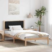 vidaXL Sängram med Klädd Huvudgavel Svart 100 x 200 cm Massiv furu