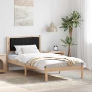 vidaXL Sängram med Klädd Huvudgavel Svart 90 x 200 cm Massiv furu