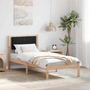 vidaXL Sängram med Klädd Huvudgavel Svart 80 x 200 cm Massiv furu