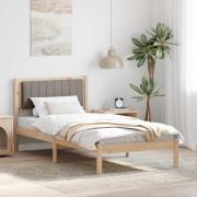 vidaXL Sängram med Klädd Huvudgavel Taupe 90 x 190 cm Massiv furu