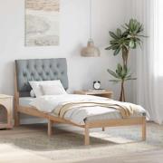 vidaXL Sängram med Klädd Huvudgavel Brun 80 x 200 cm Massiv furu