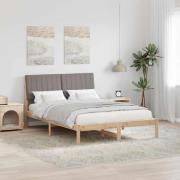 vidaXL Sängram med huvudgavel Brun 135 x 190 cm Massiv furu