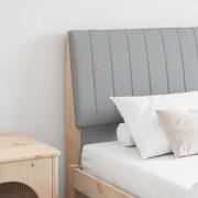 vidaXL Klädd sänggavel Ljusgrå 180 cm Massiv furu