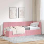 vidaXL Hörn Sängram med huvudgavel Rosa 80 cm x 200 cm Sammet
