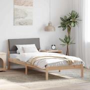 vidaXL Sängram med huvudgavel Brun och taupe 90 x 190 cm Massiv furu