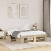 vidaXL Sängram sonoma-ek 135x190 cm konstruerat trä