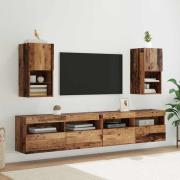 vidaXL Väggmonterade TV-skåp 2 pcs Gammalt trä 30,5 x 30 x 60 cm