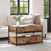 vidaXL Kaffeebord med låda Gammalt trä 85 x 50 x 50 cm Konstruerat trä
