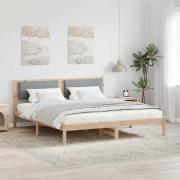 vidaXL Sängram med huvudgavel Ljusgrå 200 x 200 cm Massiv furu