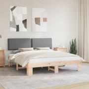 vidaXL Sängram med Klädd Huvudgavel Ljusgrå 180 x 200 cm Massiv furu
