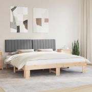 vidaXL Sängram med Klädd Huvudgavel Ljusgrå 200 x 200 cm Massiv furu