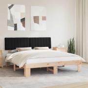 vidaXL Sängram med Klädd Huvudgavel Svart 180 x 200 cm Massiv furu