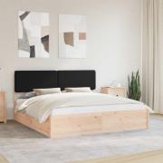 vidaXL Sängram med Klädd Huvudgavel Svart 200 x 200 cm Massiv furu