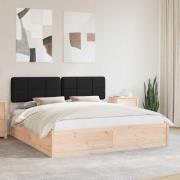 vidaXL Sängram med Klädd Huvudgavel Svart 180 x 200 cm Massiv furu