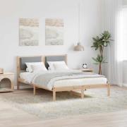 vidaXL Sängram med huvudgavel Ljusgrå 150 x 200 cm Massiv furu
