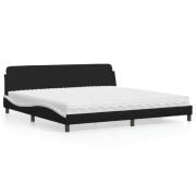 vidaXL Bed with Mattress "Dover" Black and White 200x200 cm Faux Leath...