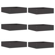vidaXL Kant för gräsmatta 6 pcs Svart 50 x 50 x 13 cm Stål