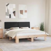 vidaXL Sängram med Klädd Huvudgavel Svart 180 x 200 cm Massiv furu