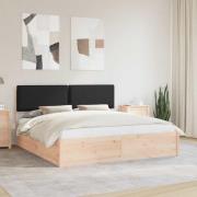 vidaXL Sängram med Klädd Huvudgavel Svart 180 x 200 cm Massiv furu
