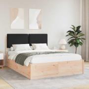 vidaXL Sängram med Klädd Huvudgavel Svart 140 x 200 cm Massiv furu