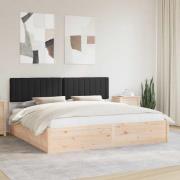 vidaXL Sängram med Klädd Huvudgavel Svart 200 x 200 cm Massiv furu