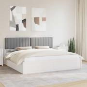vidaXL Sängram med Klädd Huvudgavel Ljusgrå 200 x 200 cm Massiv furu