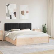 vidaXL Sängram med Klädd Huvudgavel Svart 180 x 200 cm Massiv furu