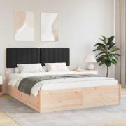 vidaXL Sängram med Klädd Huvudgavel Svart 160 x 200 cm Massiv furu